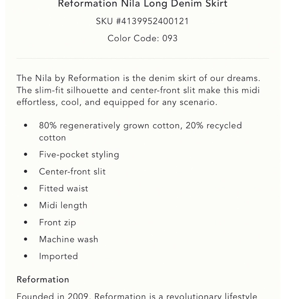 $168 Reformation Nila Long Denim Jean Skirt Blue Crossover Waist Midi Slit 26 4 - Picture 6 of 15